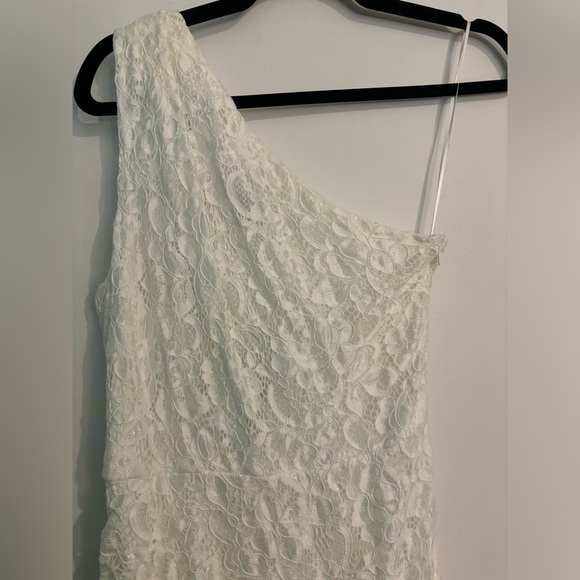NWT Sam Edelman Womens 4 One Shoulder Lace Mini Hab White Ruched Graduation $98 - Picture 2 of 10